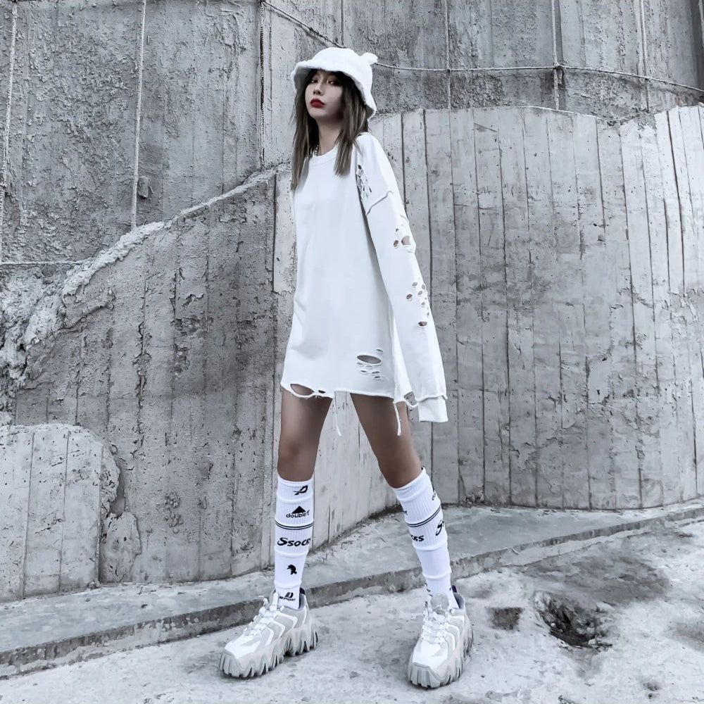 Distressed Gothic Sweatshirt , - Streetwear Sweatshirts - Slick Street