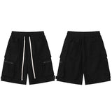 Cargo Track Multi Pockets Shorts Black, S - Streetwear Shorts - Slick Street