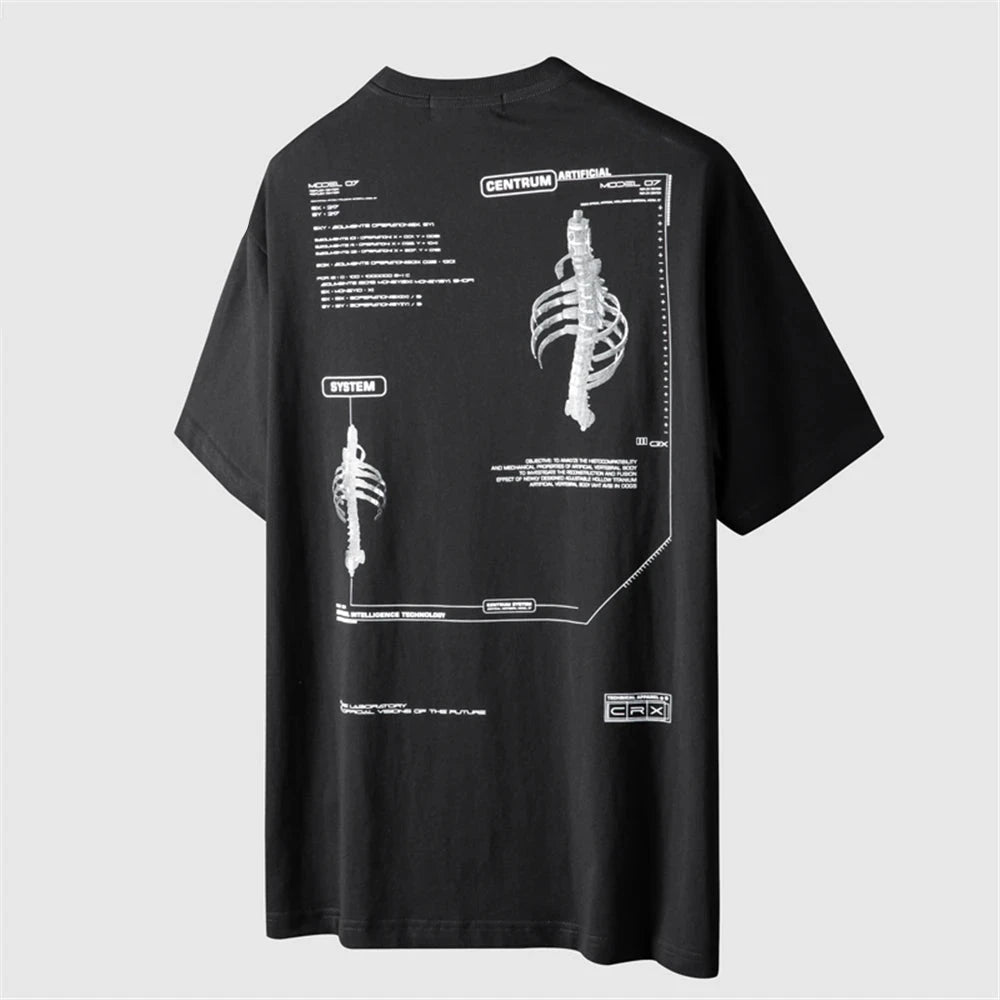 Centrum Artificial System Graphic Loose T-Shirt Black, M - Streetwear T-Shirt - Slick Street