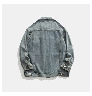 Tied Die Lapel Button Up Jean Jacket ,  - Streetwear Pants - Slick Street