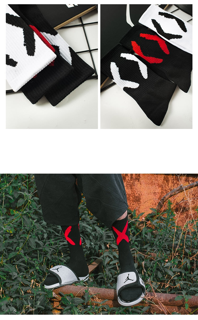 Plain 'X' Mark Socks ,  - Streetwear Socks - Slick Street