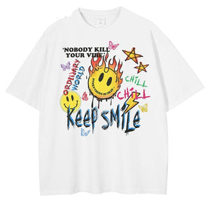 Keep Smile Graffiti Emoji Design T-Shirt , - Streetwear T-Shirts - Slick Street