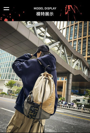 Two Tone Drawstring Backpack , - Streetwear Bag - Slick Street