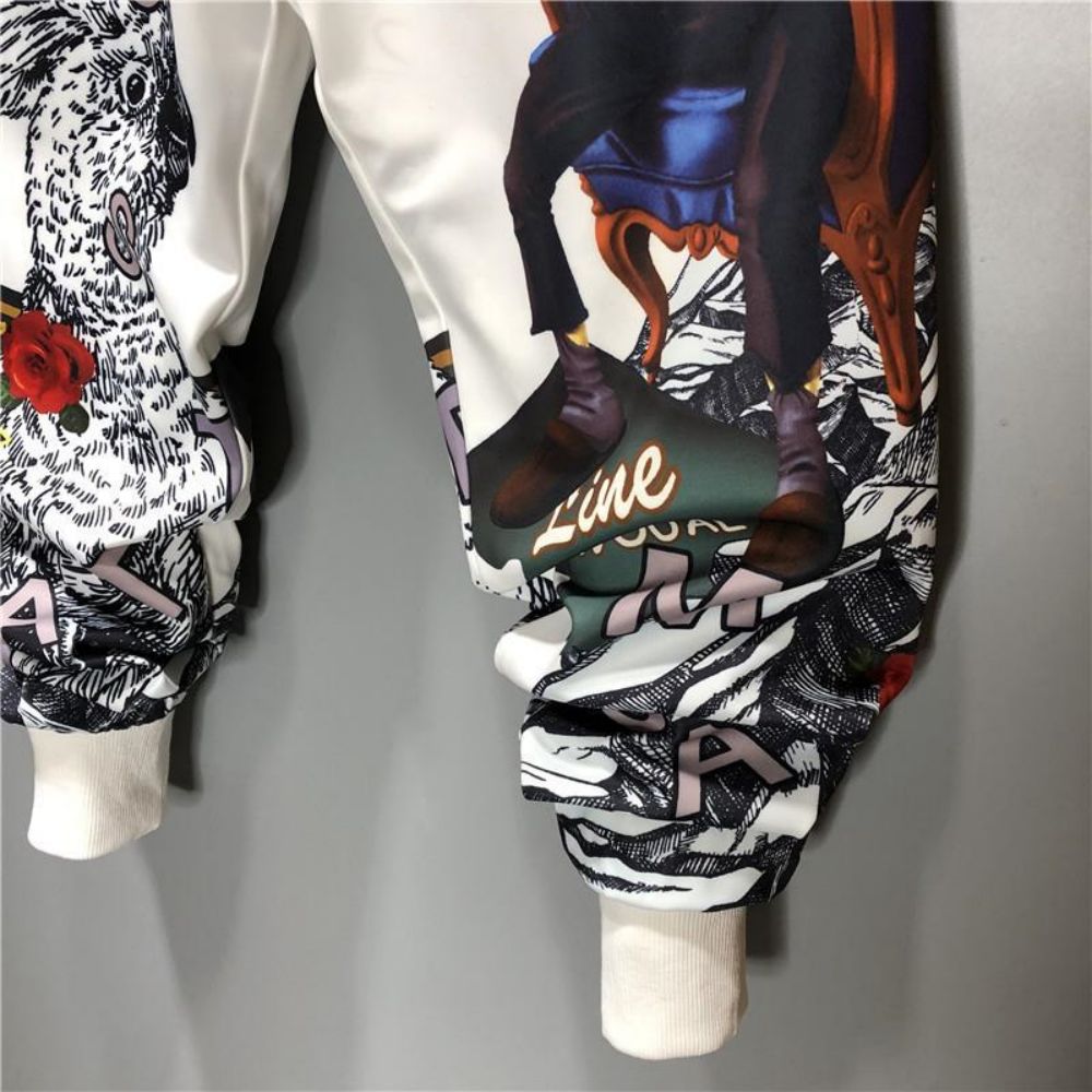 Alphabetic Letter Anime Patchwork Pants ,  - Streetwear Pants - Slick Street