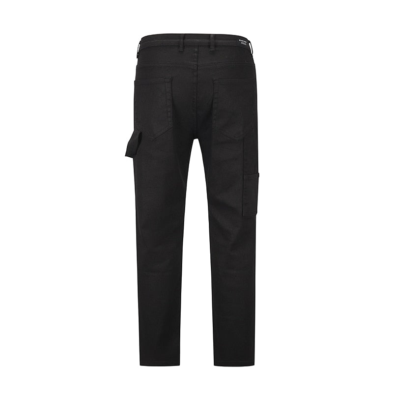 Solid Color Multi Pockets Denim Pants ,  - Streetwear Pants - Slick Street