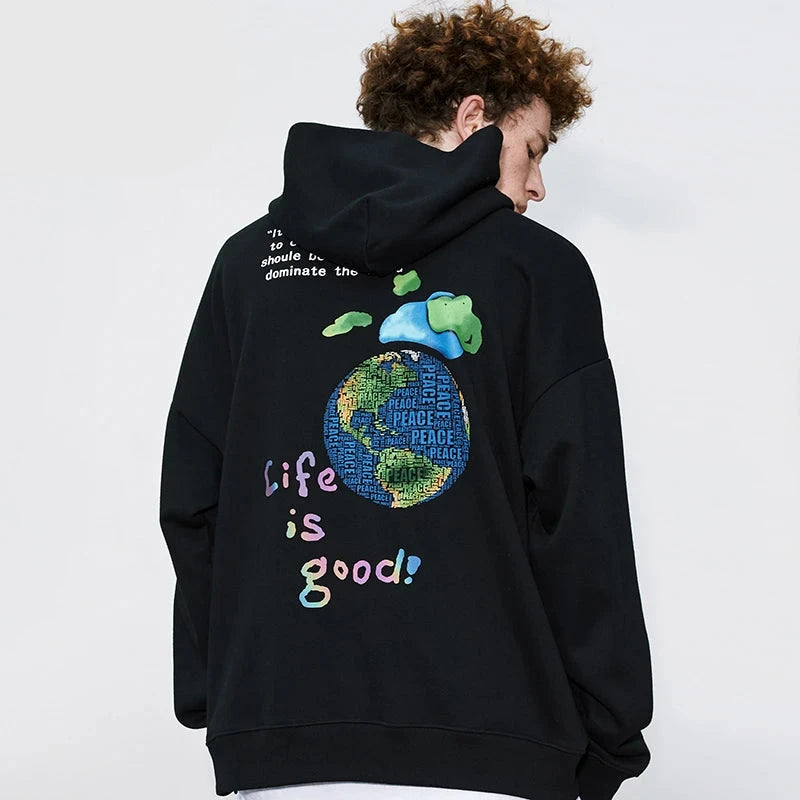 Life Is Good Global Peace Pullover Hoodie ,  - Streetwear Hoodie - Slick Street