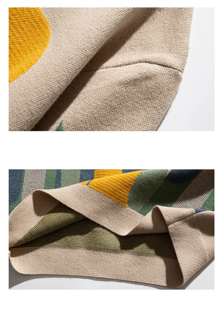 Moonnight Cat Abstract Crew Neck Sweater ,  - Streetwear Sweater - Slick Street