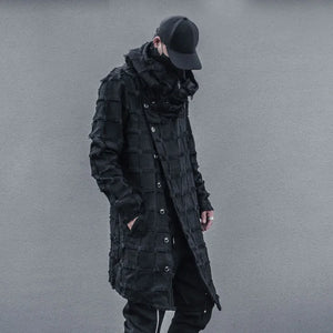 Mist Black Turtleneck Gothic Coat Black, M - Streetwear Coat - Slick Street