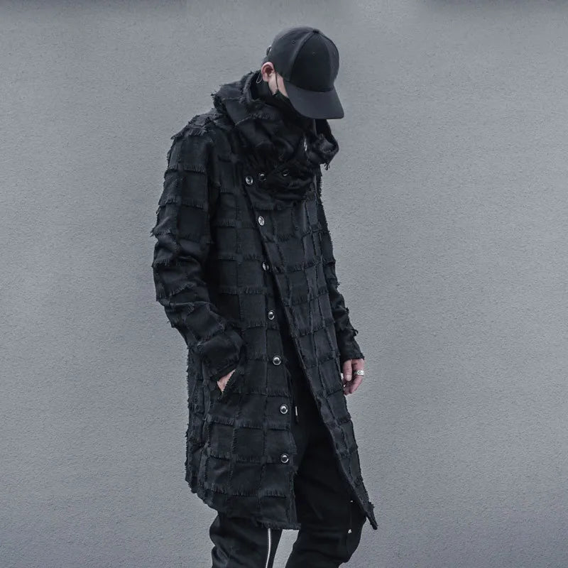 Mist Black Turtleneck Gothic Coat Black, M - Streetwear Coat - Slick Street