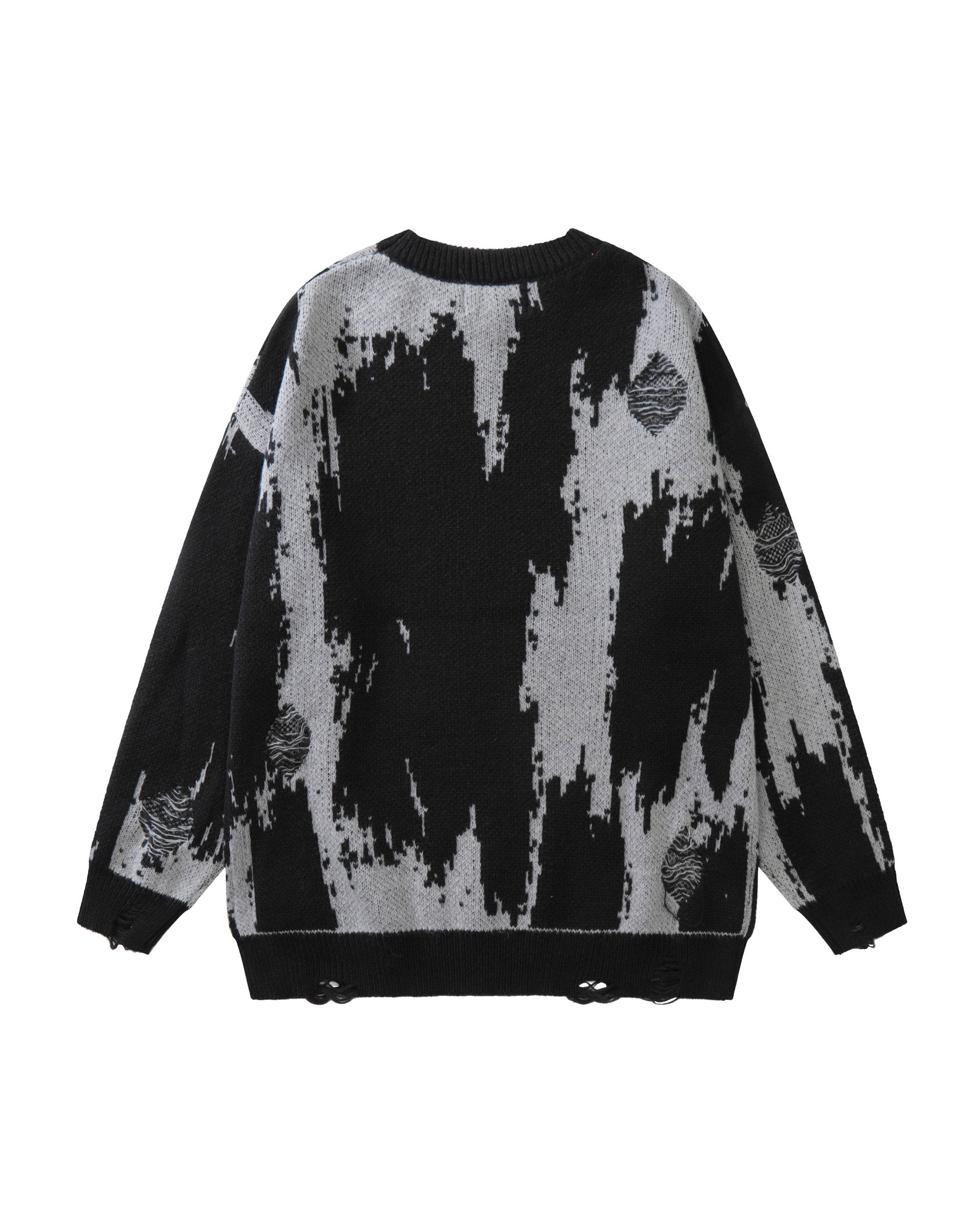 Monochrome Distressed Sweater , - Streetwear Sweater - Slick Street