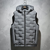 Block Pattern Vest Hoodie Gray, M - Streetwear Hoodie - Slick Street