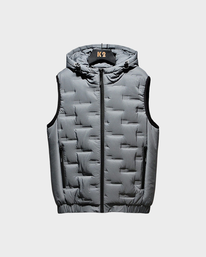 K2 Hooded Puffer Gilet Gray, XS - Streetwear Jacket - Slick Street
