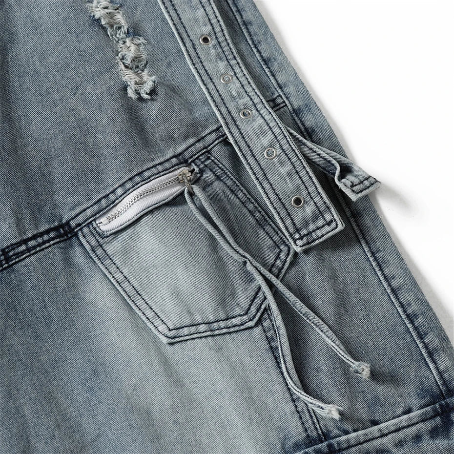 Denim Blue Ripped Baggy Pants , - Streetwear Pants - Slick Street