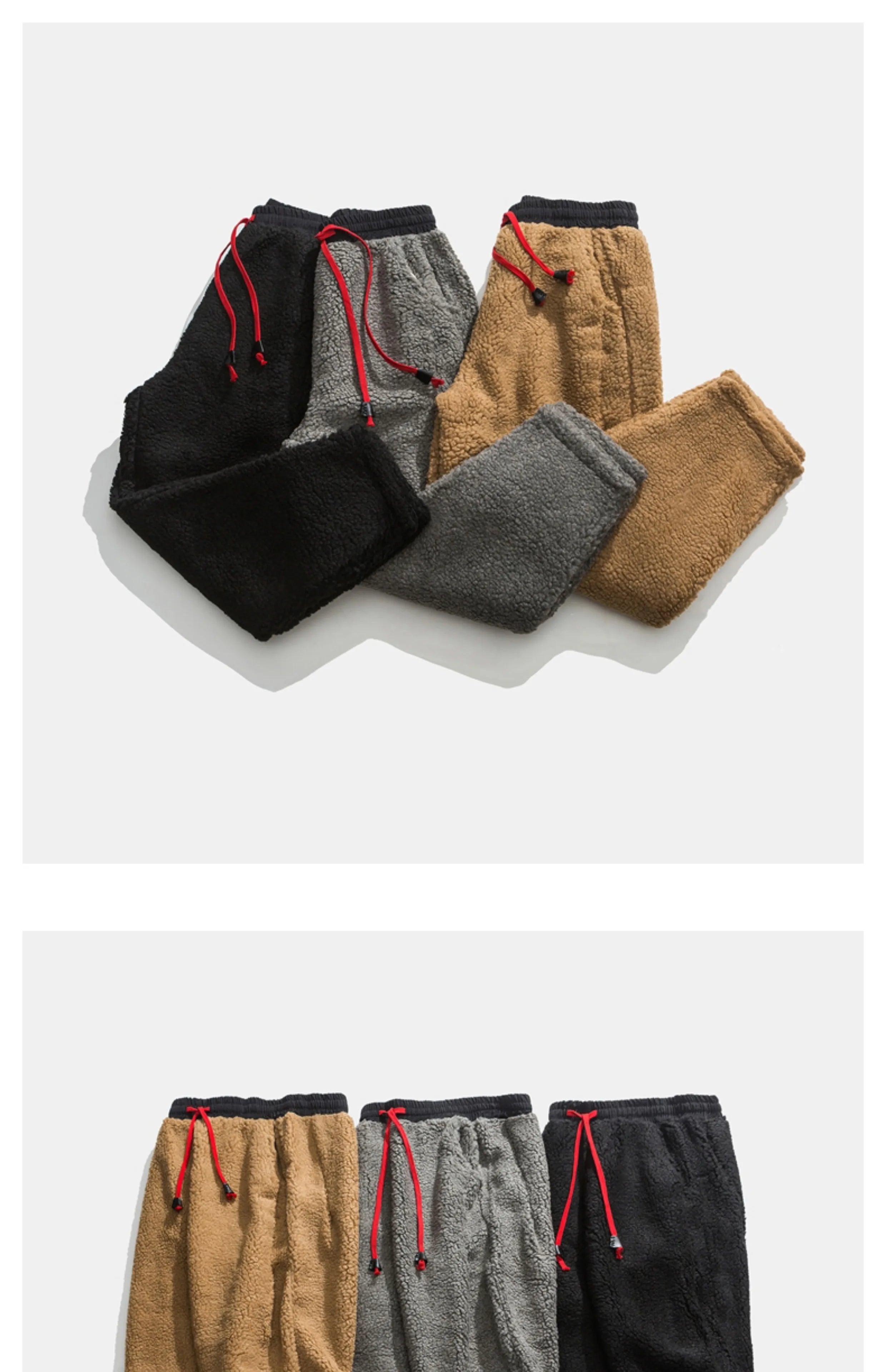 Solid Color Drawstring Fleece Pants , - Streetwear Pant - Slick Street