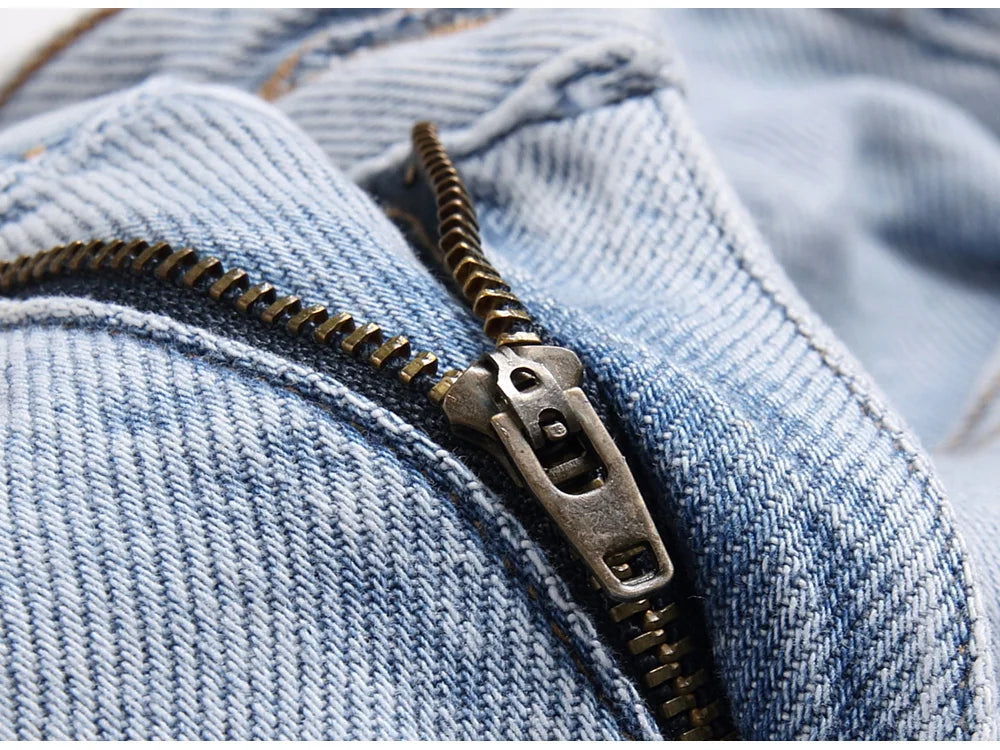 Light Blue Fringe Destroyed Pants , - Streetwear Pants - Slick Street