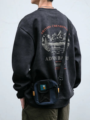 Gray Color Mountain Valley Design Sweater , - Streetwear Sweater - Slick Street