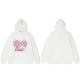 Dual Match Heart Shape Pullover Hoodie White, S - Streetwear Hoodie - Slick Street