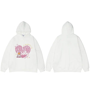 Dual Match Heart Shape Pullover Hoodie White, S - Streetwear Hoodie - Slick Street