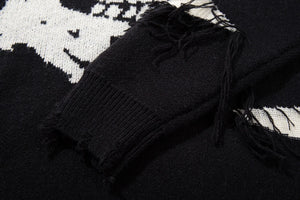 Skull Star Knitted Sweatshirt , - Streetwear Sweatshirts - Slick Street