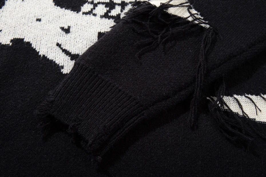 Skull Star Knitted Sweatshirt , - Streetwear Sweatshirts - Slick Street