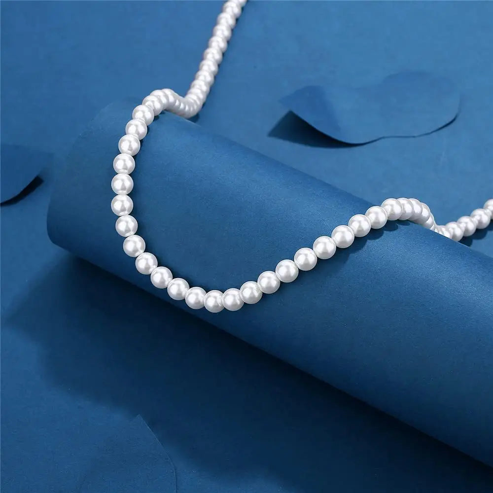 White Pearl Necklace ,  - Streetwear Necklace - Slick Street