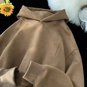 Malk Up Trend Suede Hoodie Brown, XS - Streetwear Hoodie - Slick Street