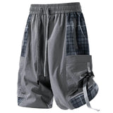 Plaid Cargo Shorts Dark Gray, XS - Streetwear Shorts - Slick Street