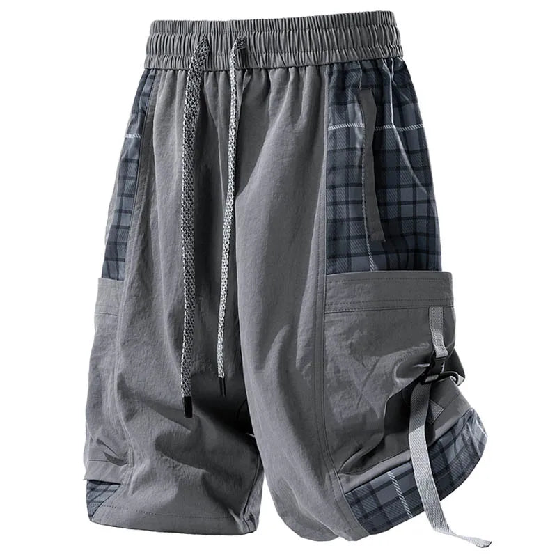 Plaid Cargo Shorts Dark Gray, XS - Streetwear Shorts - Slick Street