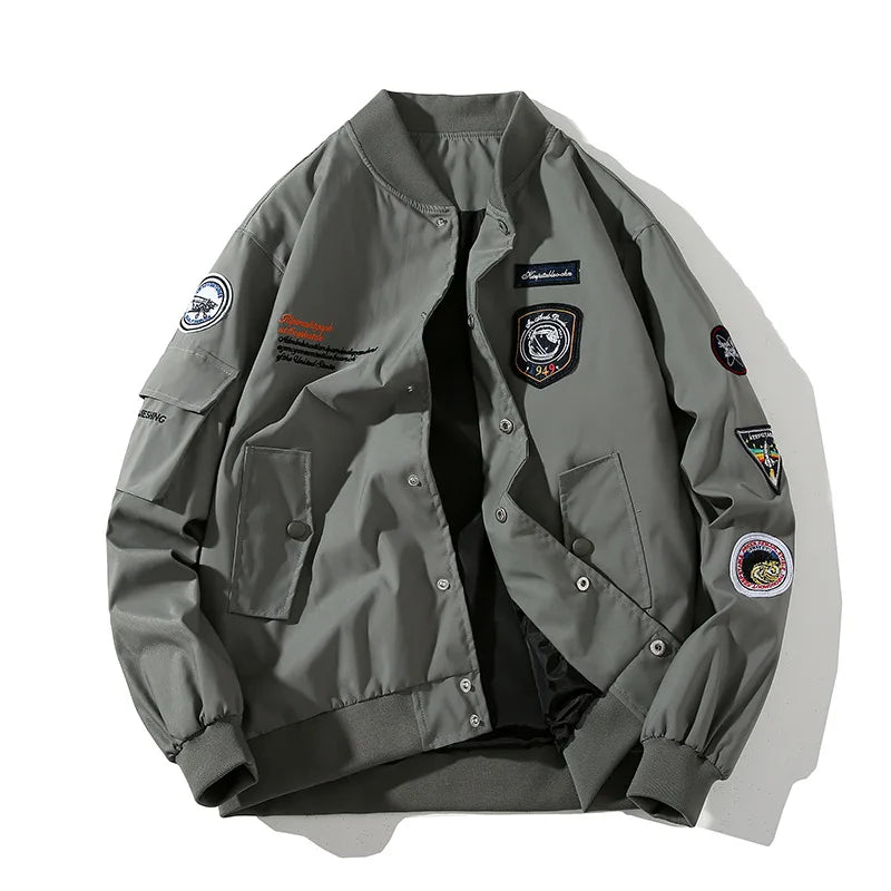 Pilot Patch Work Button Up Jacket Green, XS - Streetwear Jacket - Slick Street
