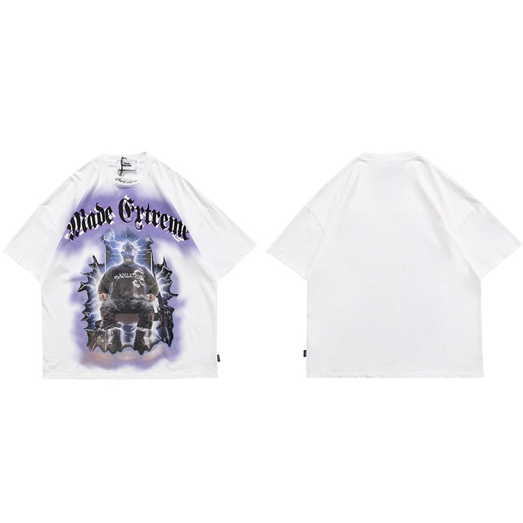 MADE EXTREME Electrify Polygraphy Loose T-Shirt White, M - Streetwear T-Shirt - Slick Street
