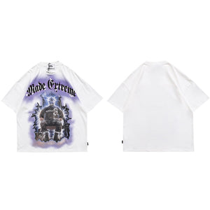 MADE EXTREME Electrify Polygraphy Loose T-Shirt White, M - Streetwear T-Shirts - Slick Street