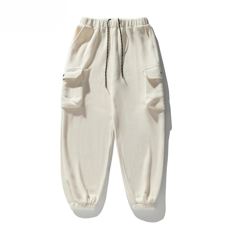Unicolorous Fleece Cargo Joggers White, M - Streetwear Joggers - Slick Street