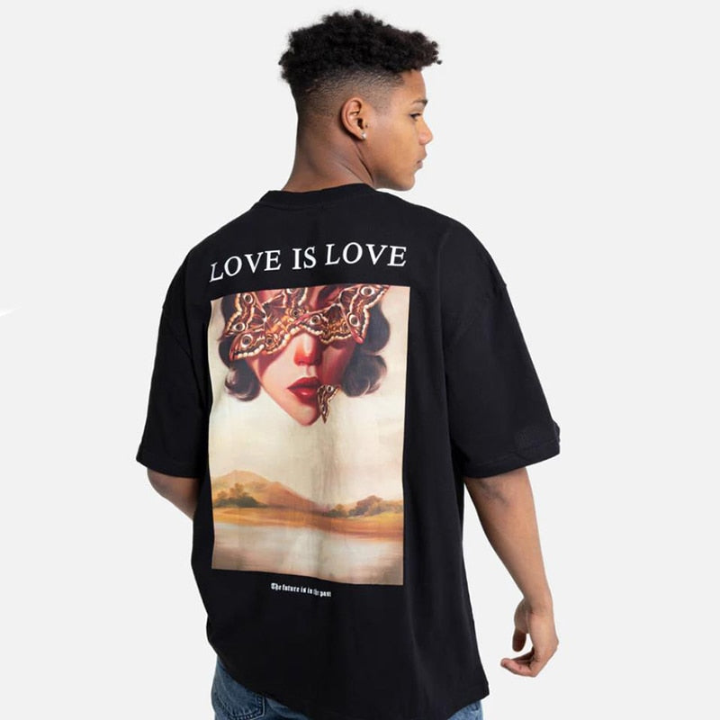 LOVE IS LOVE Butterfly Girl Graphic T-Shirt ,  - Streetwear T-Shirt - Slick Street