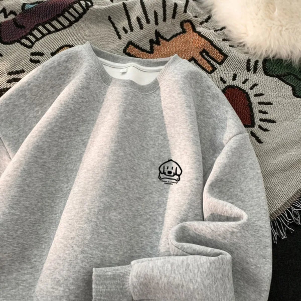 Cute Dog Graphic Waffle Fabric Sweater ,  - Streetwear Sweater - Slick Street