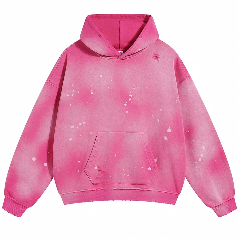 Iso Splash Abstract Pullover Hoodie Pink, S - Streetwear Hoodie - Slick Street