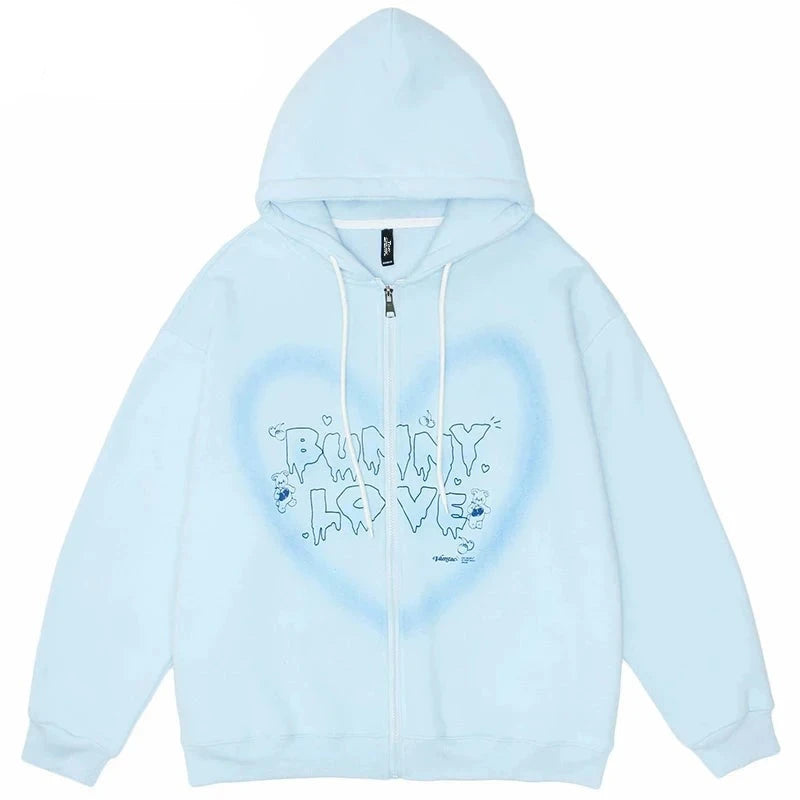 Bunny Lover Graffiti Heart Shape Hoodie ,  - Streetwear Hoodie - Slick Street