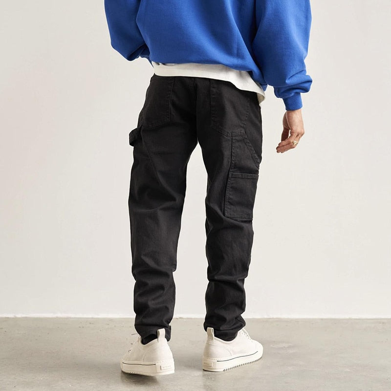 Solid Color Multi Pockets Denim Pants ,  - Streetwear Pants - Slick Street