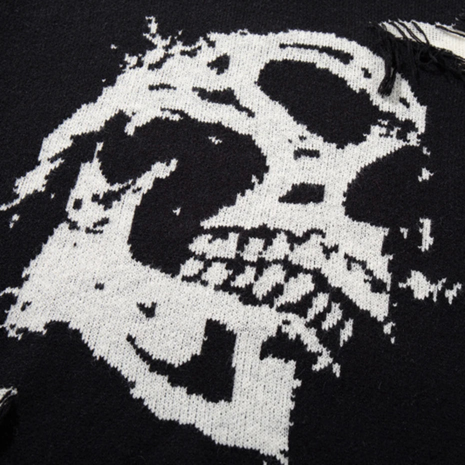 Skull Star Knitted Sweatshirt , - Streetwear Sweatshirts - Slick Street