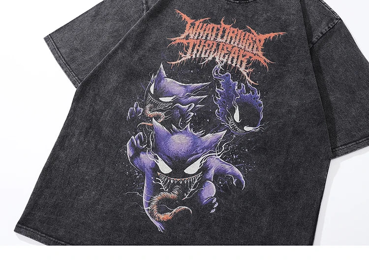 Y2K Black Color Devil Theme T-Shirt , - Streetwear T-Shirts - Slick Street