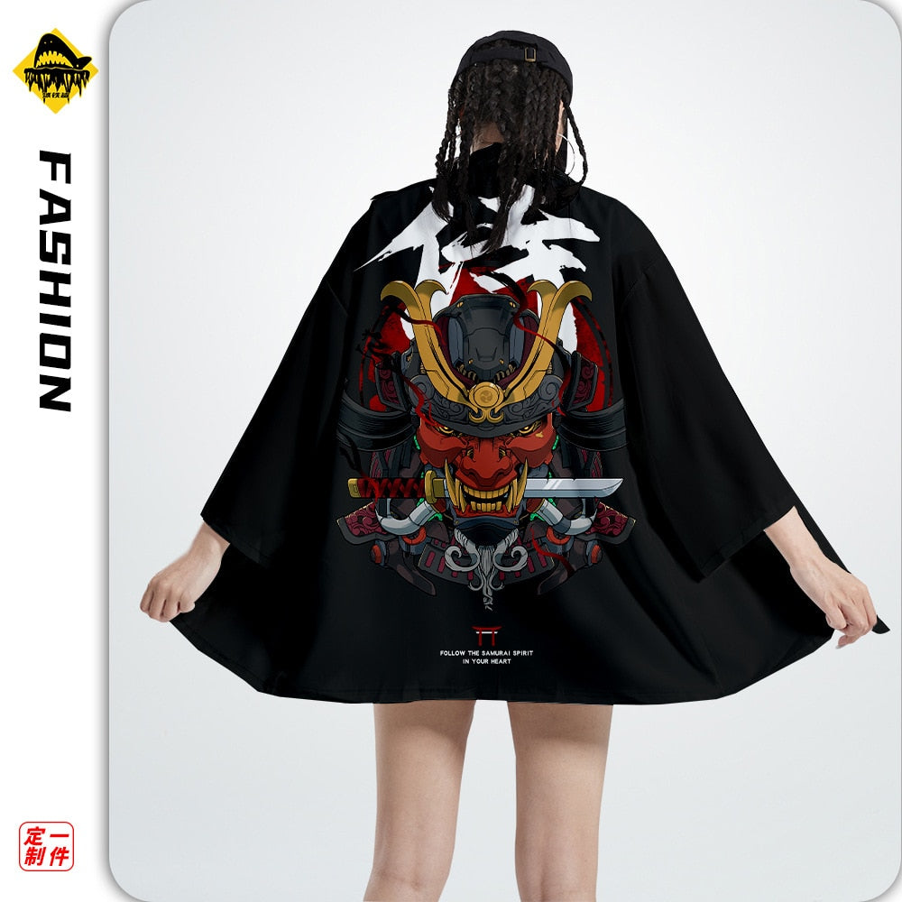 Demon Samurai Warrior With Knife T-Shirt ,  - Streetwear T-Shirt - Slick Street