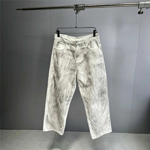 Distressed Dirty White Baggy Pants , - Streetwear Pants - Slick Street