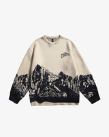 CORRECTS The Glorious Mountain Graphic Sweater Beige, XS - Streetwear Sweater - Slick Street