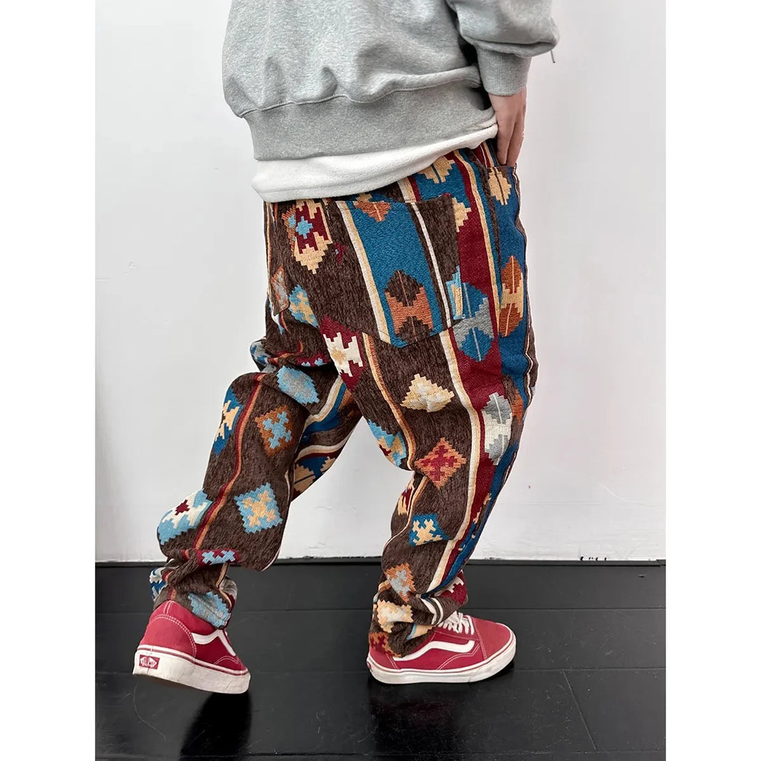 Geometric Retro Ethnic Style Pants ,  - Streetwear Pants - Slick Street