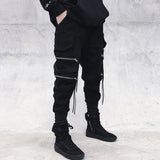 Ebony Black Multi-Zipper Pants Black, XXS - Streetwear Pants - Slick Street