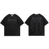 Spinal Cord Devil Wings Skeleton T-Shirt Black, S - Streetwear T-Shirts - Slick Street