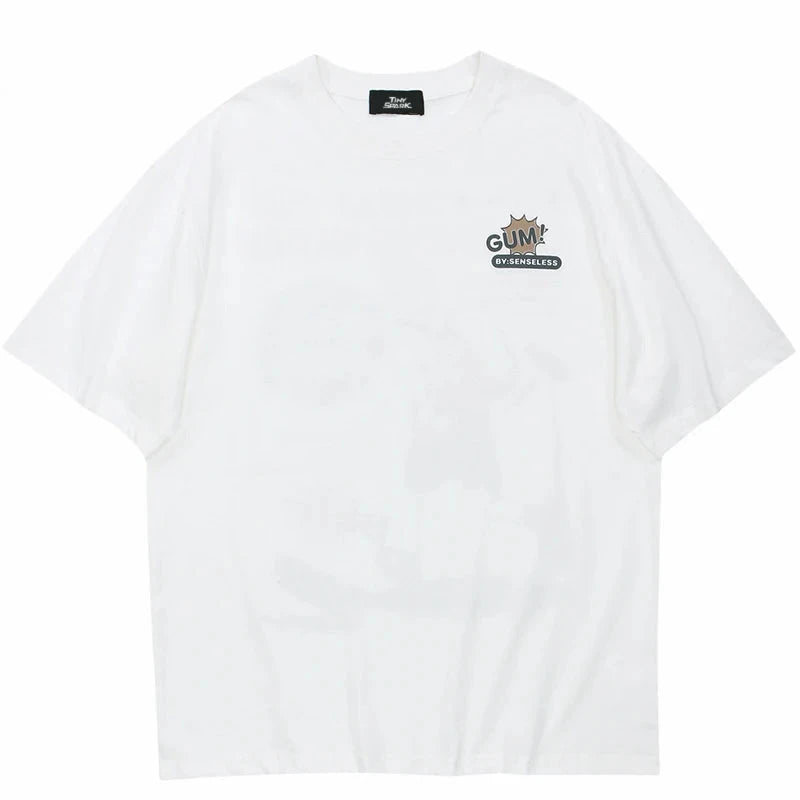 Chewing Gum Candy Cartoon Crew Neck T-Shirt , - Streetwear T-Shirts - Slick Street