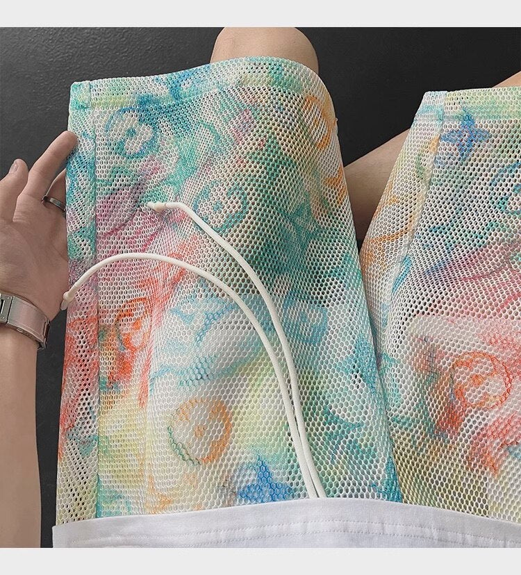 X-Color Tie-dye Mesh Shorts ,  - Streetwear Shorts - Slick Street