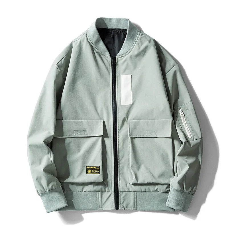Double Pocket Sleeve Zipper Style Jacket Green, XS - Streetwear Jacket - Slick Street