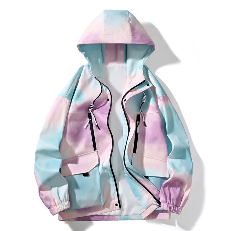 Tie Die VS23 Windbreaker Zipper Jacket Pink, S - Streetwear Jacket - Slick Street