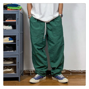 Straight Cut Nylon Loose Joggers , - Streetwear Pants - Slick Street